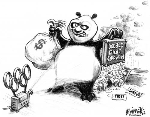 Cartoon: Panda Games (medium) by karlwimer tagged china,olympics,panda,bear,growth,progress,darfur,tibet,pollution,karl,wimer
