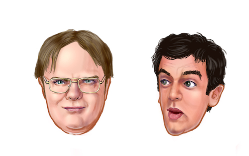Cartoon: The Office Dwight n Ryan (medium) by karlwimer tagged the,office,usa,ryan,howard,dwight,schrute,television,portraits