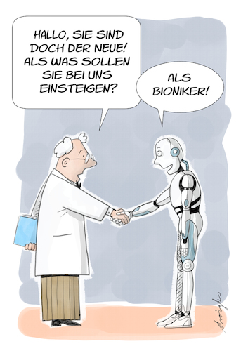 Cartoon: Bionik (medium) by droigks tagged biomimikry,bionik,biomimetik,biomimese,kofferwort,biologie,technik,natur,wirkungsweise,uebertragung,modell,mensch,maschine,android,biologisierung,arbeitsverhaeltnis,anstellung,job,mitarbeiter,wissenschaft,ki,biomimikry,bionik,biomimetik,biomimese,kofferwort,biologie,technik,natur,wirkungsweise,uebertragung,modell,mensch,maschine,android,biologisierung,arbeitsverhaeltnis,anstellung,job,mitarbeiter,wissenschaft,ki