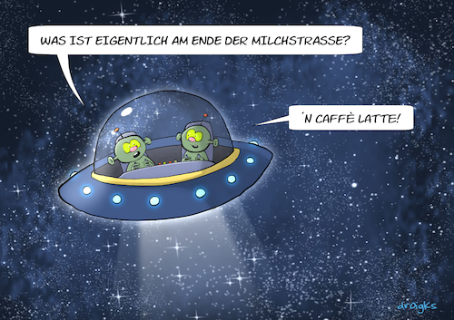 Cartoon: Caffe Latte (medium) by droigks tagged aliens,exterrestrials,ausserirdische,droigks,ufo,milchstrasse,exterrestrisch,galaxis,sonnensystem,kaffe,kaffeespezialität,milchkaffee,aliens,exterrestrials,ausserirdische,droigks,ufo,milchstrasse,exterrestrisch,galaxis,sonnensystem,kaffe,kaffeespezialität,milchkaffee