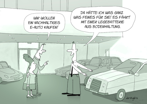 Cartoon: E-Auto (medium) by droigks tagged auto,kfz,autokauf,autosalon,autohaus,autoverkäufer,droigks,nachhaltigkeit,elektromobilität,umweltfreundlich,co2,reduktion,erneuerbare,energien,ladeinfrastruktur,recycling,energieeffizienz,emissionsfrei,zukunftstechnologie,grüne,mobilität,ressourcen,klimaschutz,elektromotor,batterie,technologie,nachhaltige,materialien,auto,kfz,autokauf,autosalon,autohaus,autoverkäufer,droigks,nachhaltigkeit,elektromobilität,umweltfreundlich,co2,reduktion,erneuerbare,energien,ladeinfrastruktur,recycling,energieeffizienz,emissionsfrei,zukunftstechnologie,grüne,mobilität,ressourcen,klimaschutz,elektromotor,batterie,technologie,nachhaltige,materialien