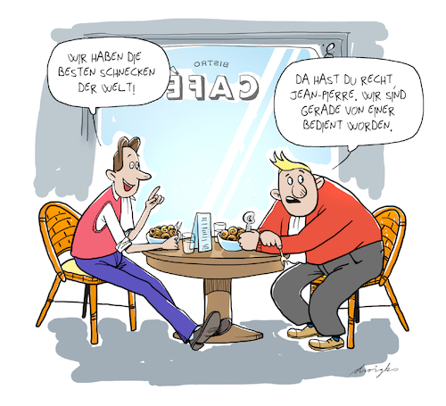 Cartoon: Frankreich (medium) by droigks tagged france,frankreich,schnecke,bistro,cafe,haute,cuisine,deutsch,franzoesische,freundschaft,france,frankreich,schnecke,bistro,cafe,haute,cuisine,deutsch,franzoesische,freundschaft