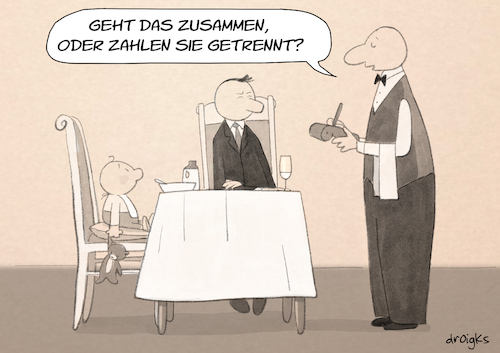 Cartoon: Rechnung (medium) by droigks tagged gastronomie,essen,speisen,dinieren,gaststätte,kellner,droigks,rechnung,abkassieren,gastronomie,essen,speisen,dinieren,gaststätte,kellner,droigks,rechnung,abkassieren