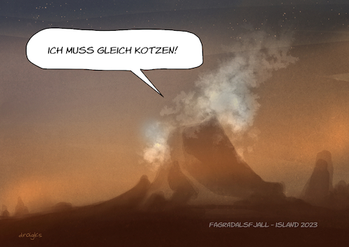 Cartoon: Vulkanausbruch (medium) by droigks tagged island,eruptionsgefahr,droigks,vulkan,vulkanausbruch,fagradalsfjall,island,eruptionsgefahr,droigks,vulkan,vulkanausbruch,fagradalsfjall