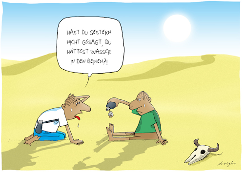 Cartoon: Wasser in den Beinen (medium) by droigks tagged wasser,durst,wüste,hitze,heiss,sommer,glühend,dehydratation,austrocknen,verdursten,wassermangel,klima,wetter,wasser,durst,wüste,hitze,heiss,sommer,glühend,dehydratation,austrocknen,verdursten,wassermangel,klima,wetter