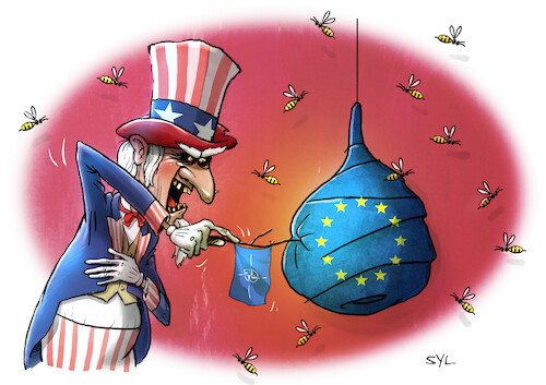 Cartoon: Wespennest Europa (medium) by droigks tagged cartoon,comic,droigks,krieg,konfliktherd,nato,russland,osterweiterung,ukraine,kiew,usa,amerika,biden,putin,destabilisierung,hegemonie,hegemonialanspruch,zerfall,anstacheln,zündeln,anfachen,kriegerische,auseinandersetzung,rote,pakt,staatengemeinschaft,schwächung,spaltung,linie,provokation,anstifter,brandherd,cartoon,comic,droigks,krieg,konfliktherd,nato,russland,osterweiterung,ukraine,kiew,usa,amerika,biden,putin,destabilisierung,hegemonie,hegemonialanspruch,zerfall,anstacheln,zündeln,anfachen,kriegerische,auseinandersetzung,rote,pakt,staatengemeinschaft,schwächung,spaltung,linie,provokation,anstifter,brandherd