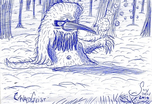 Cartoon: waldgeist (medium) by XombieLarry tagged wald,geist