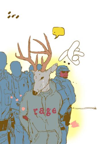 Cartoon: rage (medium) by javiflu66 tagged rage,deer,ciervo,policia