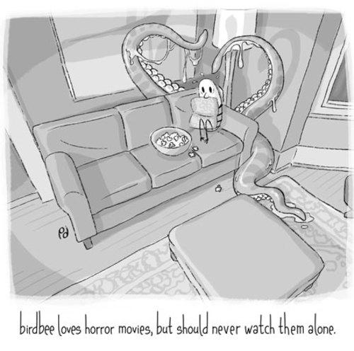 Cartoon: birdbee - horror (medium) by birdbee tagged birdbee,horro,movie,scary,scared,monster,creature