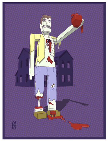 Cartoon: Zombie Valentine (medium) by birdbee tagged zombie,valentine,heart,blood