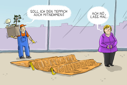 Cartoon: Abschied von Merkel (medium) by leopold maurer tagged merkel,abschied,bundeskanzlerin,pension,amt,projekte,digitalisierung,klimaschutz,versäumnisse,merkel,abschied,bundeskanzlerin,pension,amt,projekte,digitalisierung,klimaschutz,versäumnisse