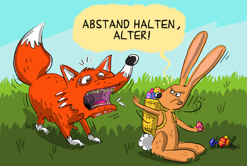 Cartoon: abstand osterhase (medium) by leopold maurer tagged ostern,abstand,social,distancing,osterhase,fuchs,leopold,maurer,cartoon,ostern,abstand,social,distancing,osterhase,fuchs,leopold,maurer,cartoon