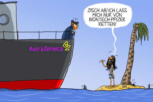 Cartoon: AstraZeneca (medium) by leopold maurer tagged covid,corona,impfung,impfplan,astrazeneca,biontech,pfizer,vorzug,rettung,ablehnung,leopold,maurer,cartoon,karikatur,comic,illustration,covid,corona,impfung,impfplan,astrazeneca,biontech,pfizer,vorzug,rettung,ablehnung,leopold,maurer,cartoon,karikatur,comic,illustration