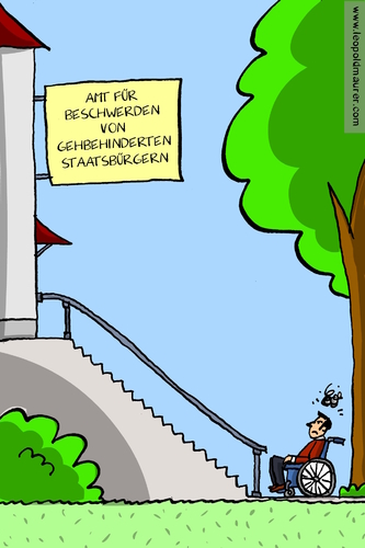 Cartoon: barrierefreiheit (medium) by leopold maurer tagged behinderung,beschwerden,inklusion,barrierefreiheit,rollstuhl,gehbehinderung,beschwerde,ämter,öffentliche,institutionen,behinderung,beschwerden,inklusion,barrierefreiheit,rollstuhl,gehbehinderung,beschwerde,ämter,öffentliche,institutionen