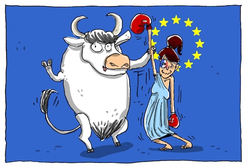 Cartoon: europas blauweissrotes auge (medium) by leopold maurer tagged europa,stier,euro,eu,frankreich,wahl,le,pen,macron,präsident,europa,stier,euro,eu,frankreich,wahl,le,pen,macron,präsident