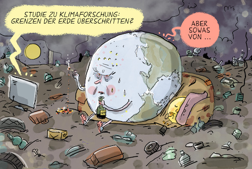 Cartoon: Grenzen der Erde überschritten (medium) by leopold maurer tagged erde,welt,klima,klimakatastrophe,plastik,müll,erderwärmung,klimawandel,verschmutzung,umwelt,studie,klimaforschung,unumkehrbar,klimakleber,verkehr,mobilität,recycling,vermeidung,alternative,resourcen,verbrauch,artensterben,ökosystem,leopold,maurer,cartoon,karikatur,erde,welt,klima,klimakatastrophe,plastik,müll,erderwärmung,klimawandel,verschmutzung,umwelt,studie,klimaforschung,unumkehrbar,klimakleber,verkehr,mobilität,recycling,vermeidung,alternative,resourcen,verbrauch,artensterben,ökosystem,leopold,maurer,cartoon,karikatur