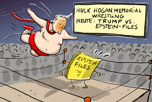 Cartoon: Hulk Hogan gestorben (medium) by leopold maurer tagged wrestling,star,hulk,hogan,trump,unterstützer,epstein,files,kampf,memorial,gedenkveranstaltung,leopold,maurer,karikatur,cartoon,wrestling,star,hulk,hogan,trump,unterstützer,epstein,files,kampf,memorial,gedenkveranstaltung,leopold,maurer,karikatur,cartoon