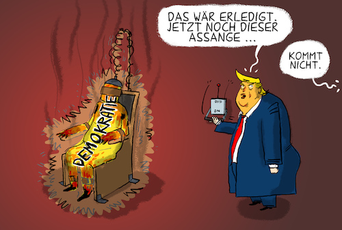 Cartoon: Letzte Amtshandlungen (medium) by leopold maurer tagged trump,usa,assange,demokratie,feindlich,wahl,präsident,trump,usa,assange,demokratie,feindlich,wahl,präsident