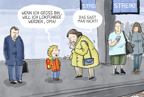 Cartoon: Lokführer-Streik geht weiter (medium) by leopold maurer tagged lokführer,streik,deutsche,bahn,gdl,gewerkschaft,bahnreisende,passagiere,bahnfahrer,kind,wartende,bahnsteig,lokführer,streik,deutsche,bahn,gdl,gewerkschaft,bahnreisende,passagiere,bahnfahrer,kind,wartende,bahnsteig