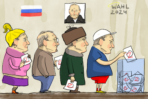 Cartoon: Präsidentenwahl in Russland (medium) by leopold maurer tagged wahl,präsident,russland,putin,scheinwahl,diktatur,manipulation,ausschaltung,terror,opposition,ukraine,krieg,gleichschaltung,staatsterror,repression,kreml,treu,diktator,leopold,maurer,karikatur,cartoon,wahl,präsident,russland,putin,scheinwahl,diktatur,manipulation,ausschaltung,terror,opposition,ukraine,krieg,gleichschaltung,staatsterror,repression,kreml,treu,diktator,leopold,maurer,karikatur,cartoon