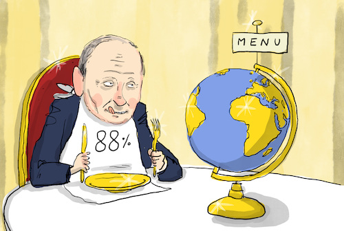 Cartoon: Putins Wahl (medium) by leopold maurer tagged putin,scheinwahl,wahl,mehrheit,russland,diktatur,autokratie,präsident,jahre,drohungen,westen,ukraine,krieg,leopold,maurer,karikatur,cartoon,putin,scheinwahl,wahl,mehrheit,russland,diktatur,autokratie,präsident,jahre,drohungen,westen,ukraine,krieg,leopold,maurer,karikatur,cartoon