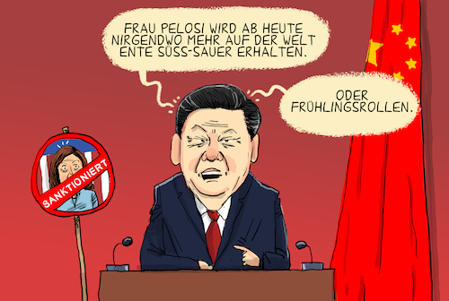 Cartoon: Sanktionen gegen Pelosi (medium) by leopold maurer tagged china,pelosi,besuch,taiwan,nancy,usa,raketen,manöver,truppen,demokratie,sanktionen,konflikt,präsident,xi,jinping,leopold,maurer,cartoon,karikatur,china,pelosi,besuch,taiwan,nancy,usa,raketen,manöver,truppen,demokratie,sanktionen,konflikt,präsident,xi,jinping,leopold,maurer,cartoon,karikatur