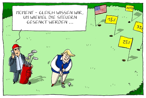 Cartoon: trumps steuerreform (medium) by leopold maurer tagged trump,steuer,steuerreform,usa,präsident,senkung,golf,politik,steuerpolitik,trump,steuer,steuerreform,usa,präsident,senkung,golf,politik,steuerpolitik