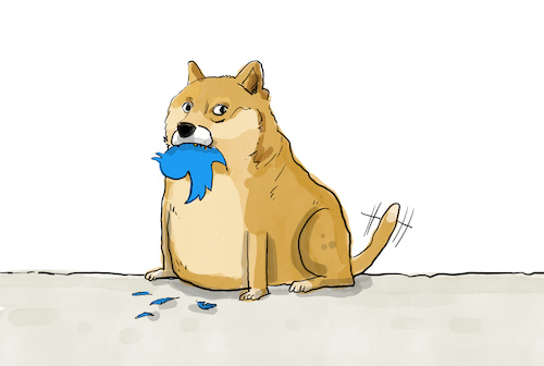 Twitter mit Dogecoin-Logo