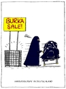Cartoon: burka hamsterkauf (small) by leopold maurer tagged burka,hamsterkauf,deutschland,burkaverbot,vermummt,supermarkt,angebot,ausverkauf,einkauf,integration