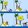Cartoon: help versus sale (small) by leopold maurer tagged help,sale,ausverkauf,sos,hilfe,schiffbrüchig,insel,konsum,konsumgesellschaft,konsumgläubigkeit