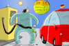 Cartoon: Spritpreis High Noon (small) by leopold maurer tagged tankstellenregelungen,spritpreis,neu,tag,preiserhöhung,änderung,benzin,diesel,deutschland,tankstelle,auto,high,noon,cartoon,karikatur,leopold,maurer