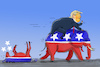 Cartoon: Trump gewinnt US-Präsidentenwahl (small) by leopold maurer tagged trump,sieger,praesident,usa,wahlen,demokraten,republikaner,senat,kongress,gewinn,verlust,sterne,mehrheit,donald,leopold,maurer,cartoon,karikatur,elefant,esel