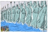Cartoon: trumps einreiseverbot (small) by leopold maurer tagged trump,einreiseverbot,usa,moslems,muslime