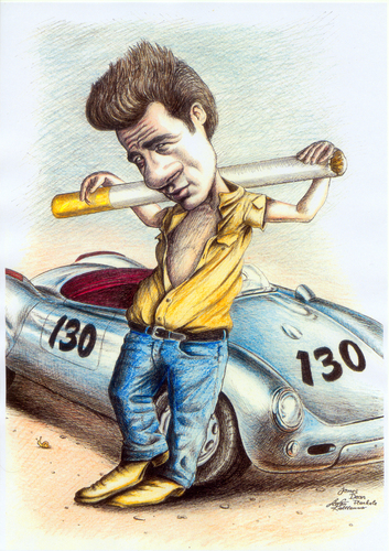 Cartoon: James Dean (medium) by Stefan Kahlhammer tagged giganten,rebell,legende,idol,kahlhammer,caricature,karikatur,flankalan,flankale,james,dean,james dean,idol,legende,rebell,schauspieler,james,dean