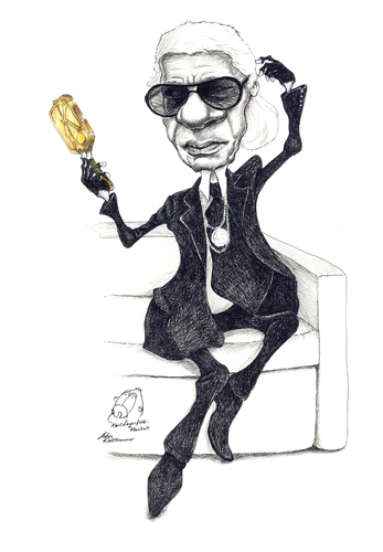 Cartoon: Lagerfeld (medium) by Stefan Kahlhammer tagged mode,spiegel,magermodel,model,caricature,karikatur,flankale,flankalan,kahlhammer,karl,lagerfeld,karl lagerfeld,mode,fashion,beauty,karikatur,karikaturen,karl,lagerfeld