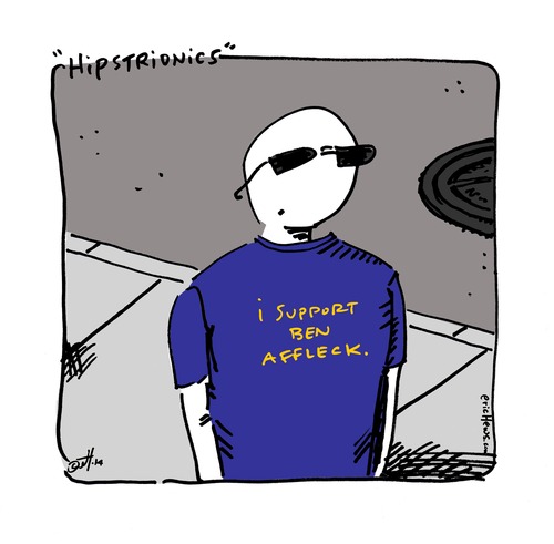 Cartoon: hipstrionics (medium) by ericHews tagged hipster,ben,affleck,batman,support,nonsense