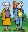 Cartoon: Grandad pirate (small) by Ellis Nadler tagged parrot,bird,pet,shoulder,couple,moustache,grandfather,grandmother,grey,glasses,amputee,wooden,leg,pegleg,pirate,suit