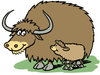 Cartoon: Yaks (small) by Ellis Nadler tagged yak cow calf cattle mother baby hairy animal horns smile