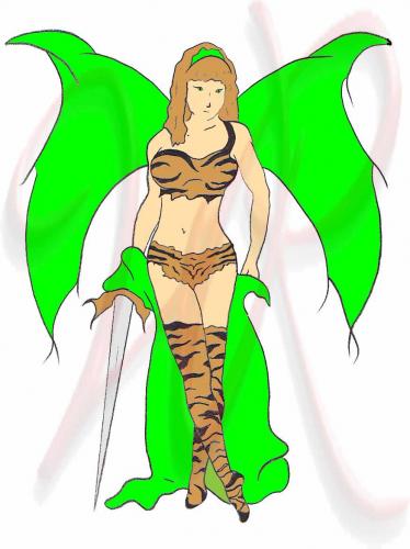 Cartoon: Tiger Lily (medium) by WillowRaven Illustration and Design Plus tagged fantasy,pixie,faery,tiger,lily,sword