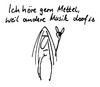 Cartoon: Mettel hörn (small) by timfuzius tagged metal rock haare matte kutte pommesgabel wacken headbanging