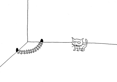 Cartoon: Railroad (medium) by joruju piroshiki tagged railroad,railway,line,mouse,cat,tunnel,maus,katze
