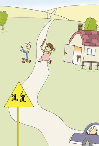 Cartoon: road sign (medium) by joruju piroshiki tagged woman,ma,sign,road