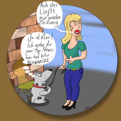 Cartoon: Hundezeitung (medium) by Grikewilli tagged zeitung,hunde,tiere,gassi,news,urin