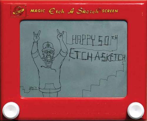 Cartoon: Happy 50 etch a sketch (medium) by Mike Spicer tagged mikespicer,etchasketch,cartoon,humour,composition