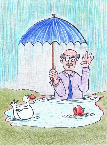 Cartoon: Dr Foster (medium) by Kerina Strevens tagged rhyme,nursery,wet,water,middle,puddle,foster,doctor