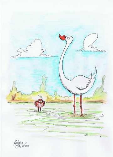 Cartoon: Envy (medium) by Kerina Strevens tagged nature,water,pride,jealousy,envy,birds