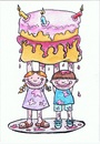 Cartoon: Cake For Mum (small) by Kerina Strevens tagged cake,bake,children,mess,parents,mother,mum,love,family