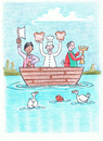 Cartoon: Three Men In A Boat (small) by Kerina Strevens tagged colour,men,boat,butcher,baker,candlestick,maker