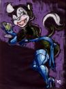 Cartoon: Night (small) by Milton tagged woman,skunk,pinup,bar,drink,stockings,cocktail