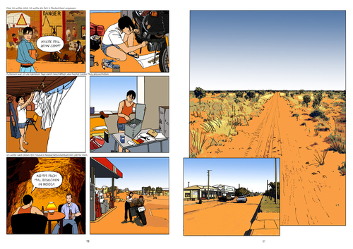 Cartoon: OUTBACK (medium) by ASRA tagged motorrad,australien,mobbing,opale,wüste,aboriginals